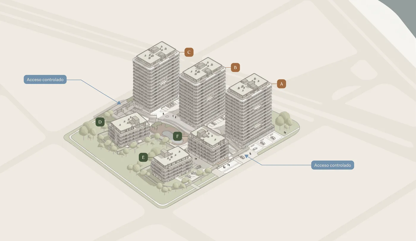 Masterplan de Ventura Park: tres towers y tres villages alrededor del parque